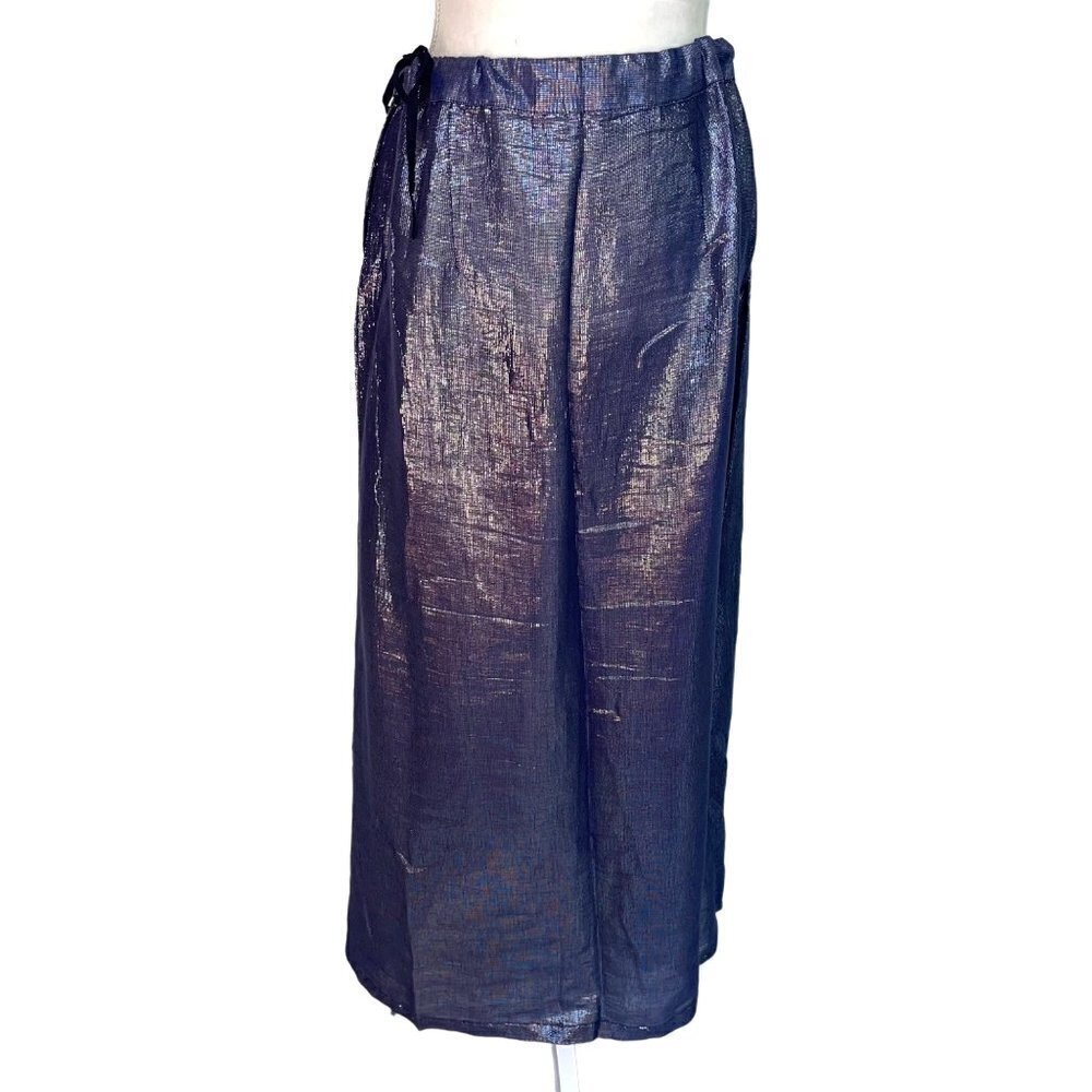 Vintage Womens Maxi Skirt Purple Size Medium Metallic Festival Semi Sheer Shiny